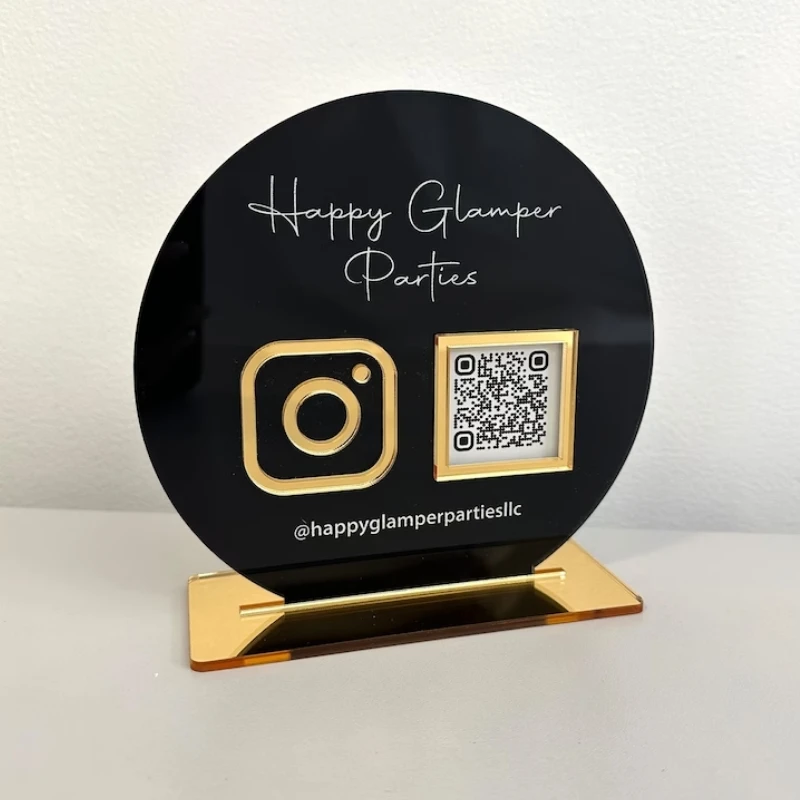 Circular Social Media Sign,Scannable Acrylic ,Payment Sign,Instagram Tiktok,Business,Salon Restaurant Bar Signs,Beauty Sign,