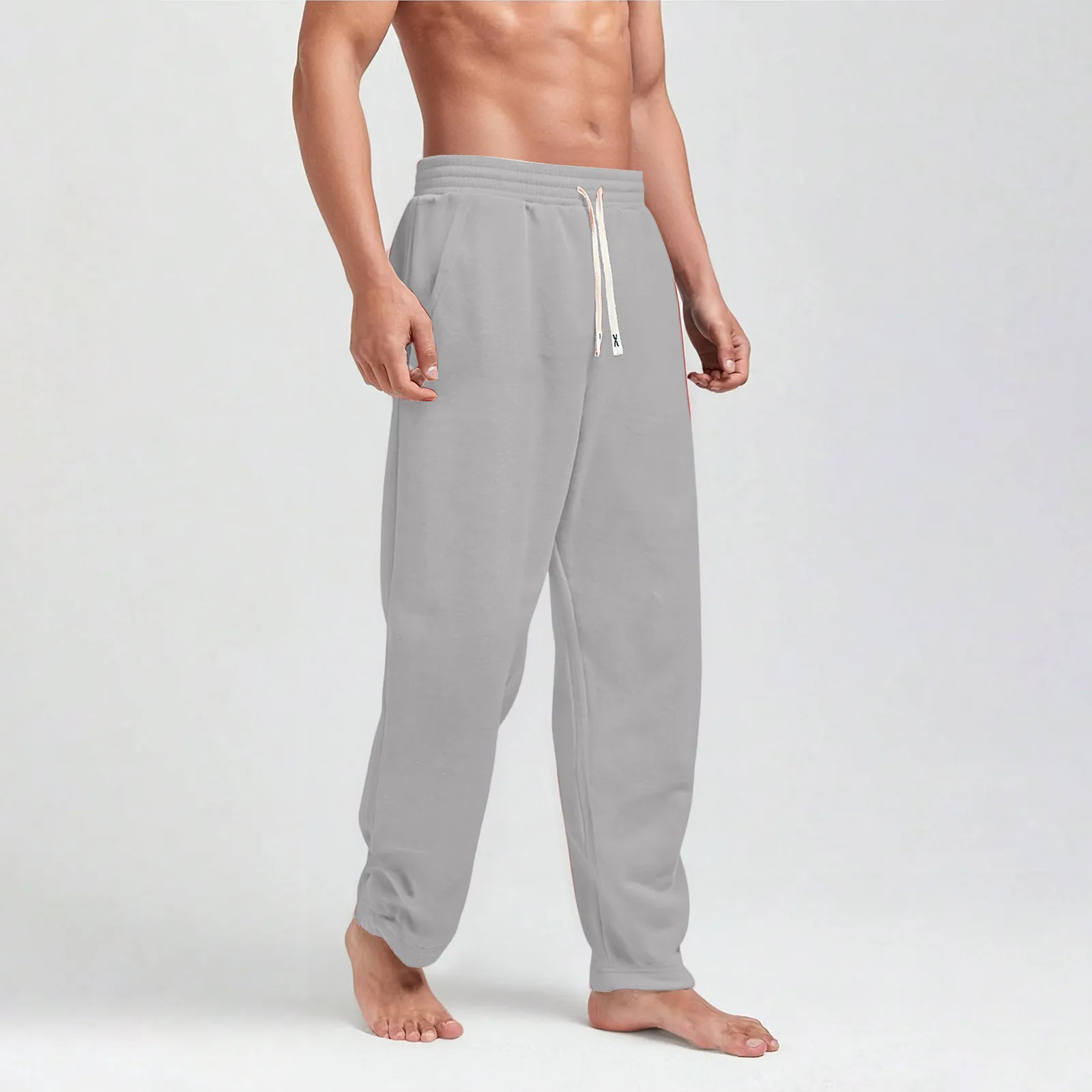 

Мужские повседневные брюки, однотонные универсальные спортивные штаны, свободные спортивные штаны для бега и фитнеса, брюки с карманами на шнурке