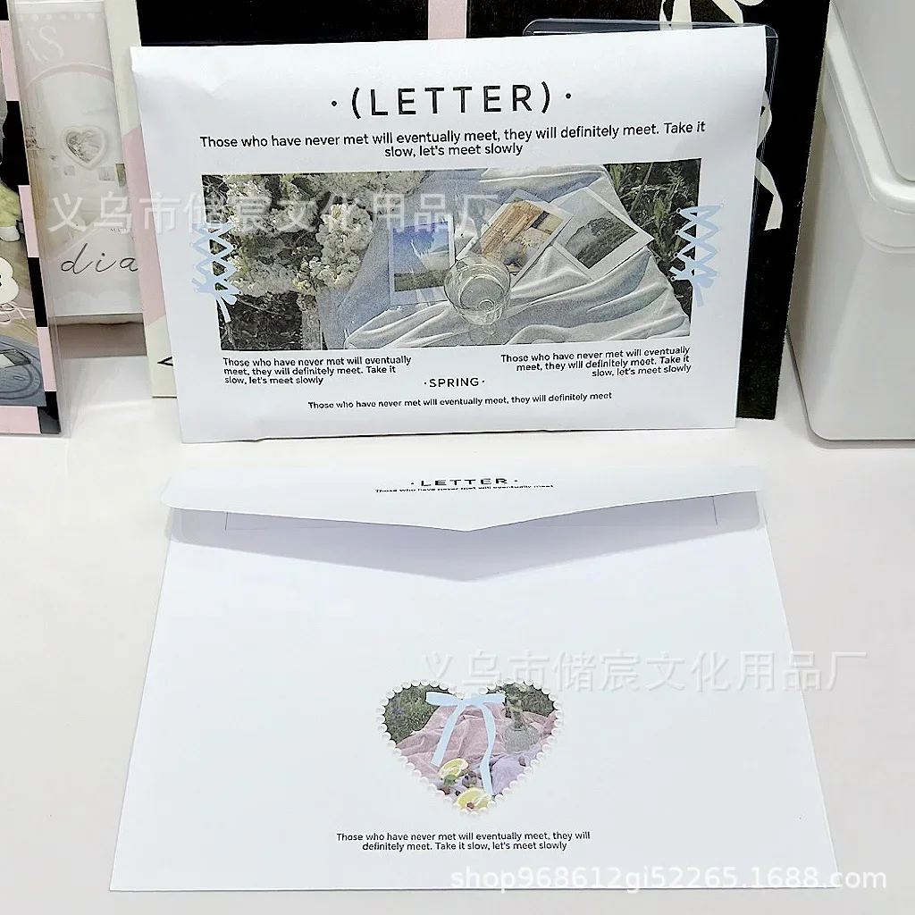 Imagem -06 - Coreano Ins Carta Estética da Primavera Envelope de Papel Kraft Kpop Cartão de Foto de Polegadas Embalagem Faça Você Mesmo Pacote de Cartão de Menina Kawaii Peças