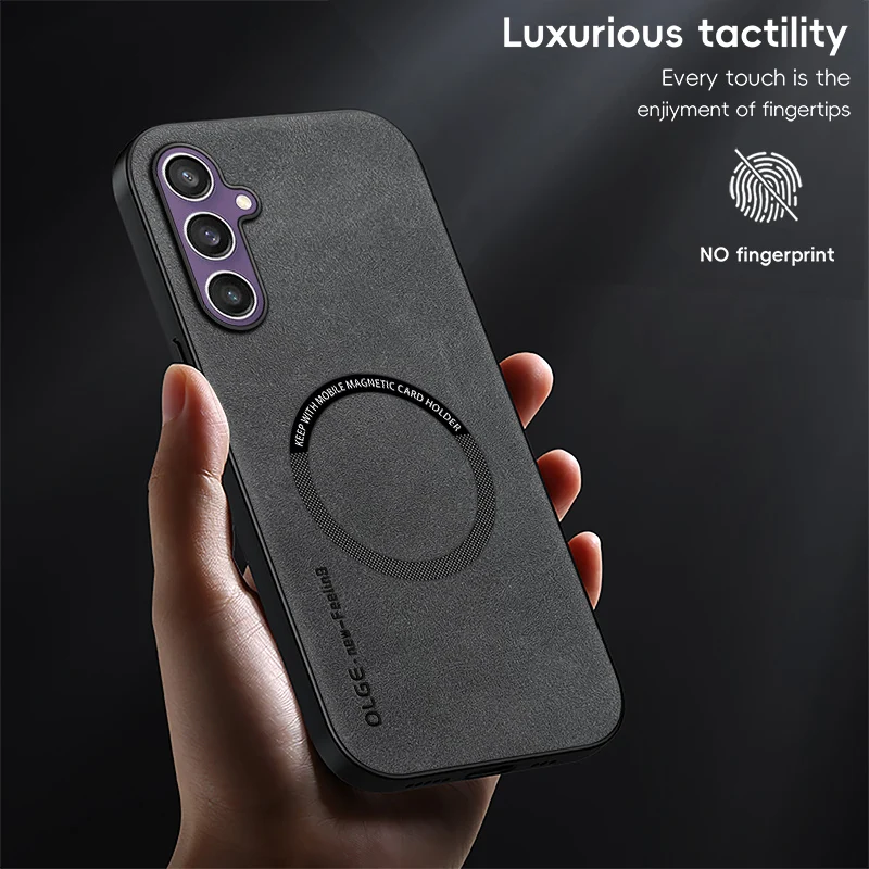 Luxuriöse Lederhülle für Magsafe Magnetisches Kabelloses Laden Handyhülle für Samsung Galaxy S26 S25 S24 S23 S22 Ultra Plus Rückseitenabdeckung – Detail 8