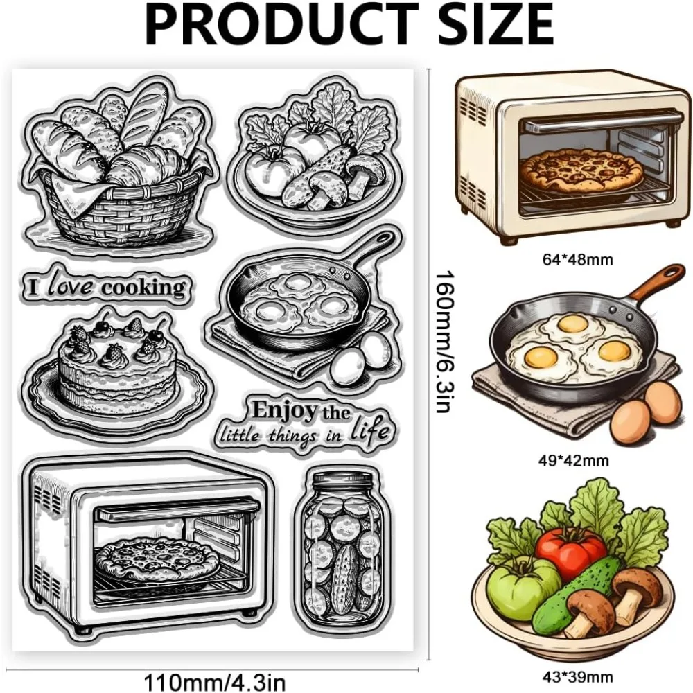 Kitchen Cooking Food Clear Stamps Bread Transparent Stamps Vegetables Clear Seals for DIY Scrapbooking Photo Album