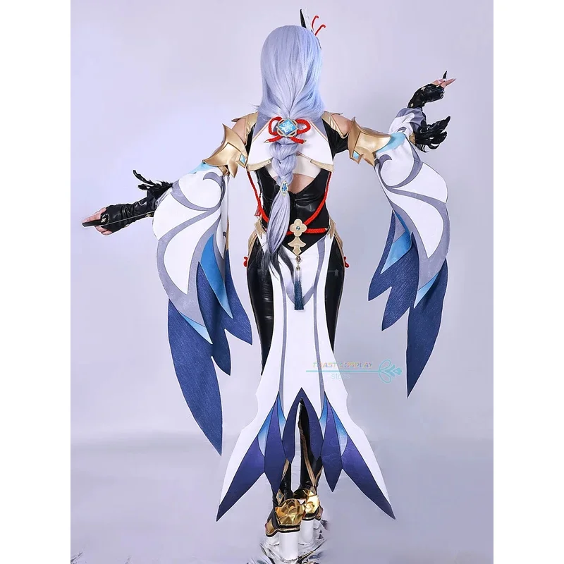 Shenhe تأثيري لعبة Genshinimpact Shenhe ثلاثية الأبعاد طباعة تأثيري فستان مُصمم حسب الطلب شعر مستعار أحذية أنيمي دور اللعب كرنفال ملابس للحفلات