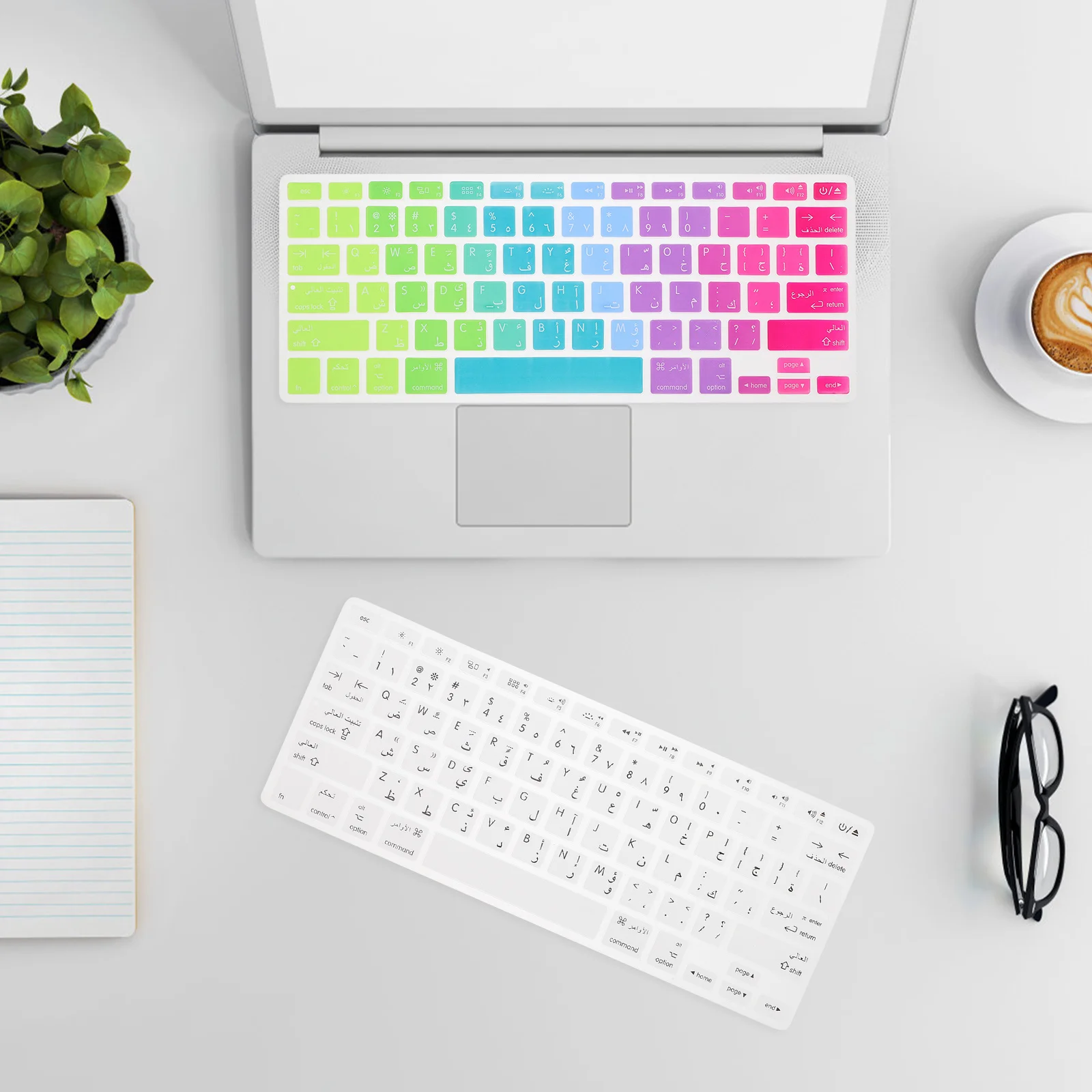 

2 шт. защитные накладки на клавиатуру ноутбука с арабским принтом, силиконовый чехол для 13-дюймовой клавиатуры, защита от пыли и царапин