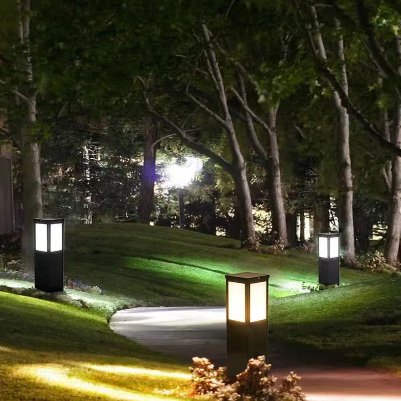 Imagem -02 - Impermeável Led Garden Lights Decoração ao ar Livre Lawn Lamp Yard Pathway Paisagem Bollard Solar Power Lighting