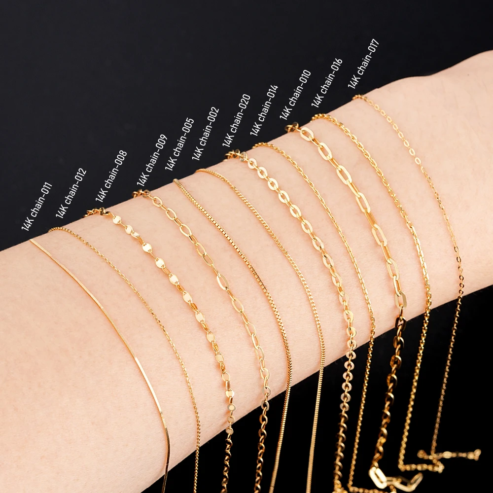 

Оптовая продажа, ожерелье из чистого золота 14 карат, мужское и женское базовое ожерелье-цепочка, многофункциональное ожерелье-цепочка из 18-каратного золота