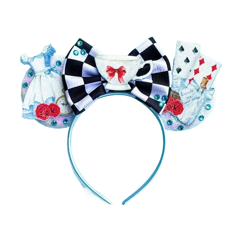 2024 Szép mickey Egér ears headbands számára Kisded Elárusítónő Megdermed Párta Felnőtt Elárusítónő kiegészítők adults/kid Flitter cosplay hairband