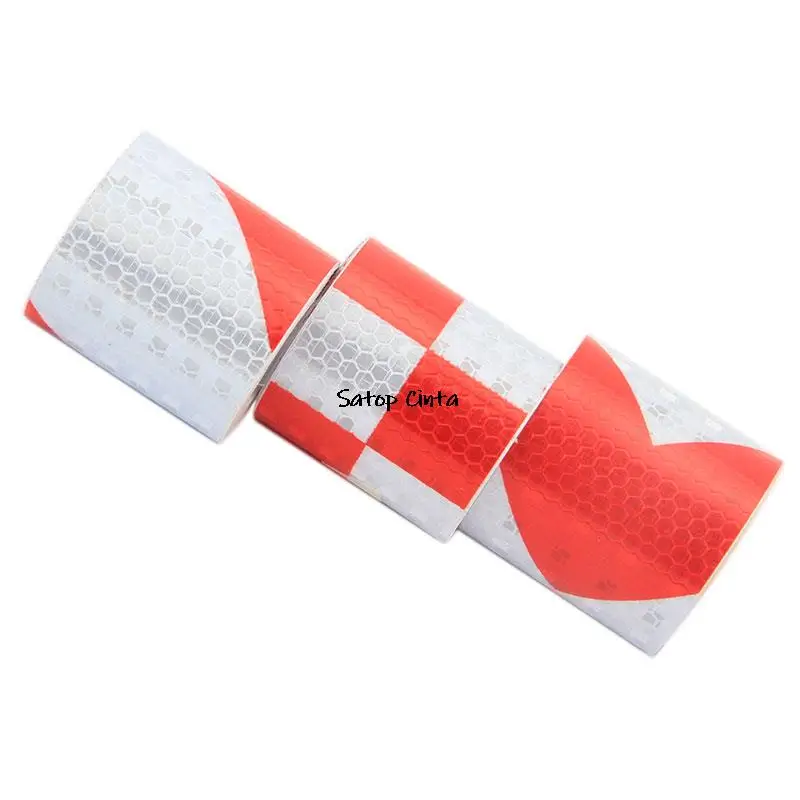 1 stücke 3m * 5cm Rot Weiß Diagonal Streifen Sicherheit Warnband Reflektierende Band Self-klebeband verkehrs Reflektierende Aufkleber Reflektor