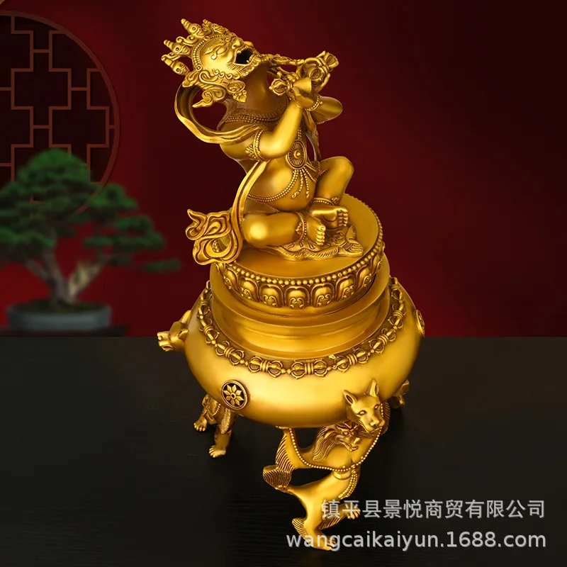 Incense Ornament Pure Copper Kong Xing Three-Legged Lion Face God Of Wealth Burner Buddhist Supplies Home U