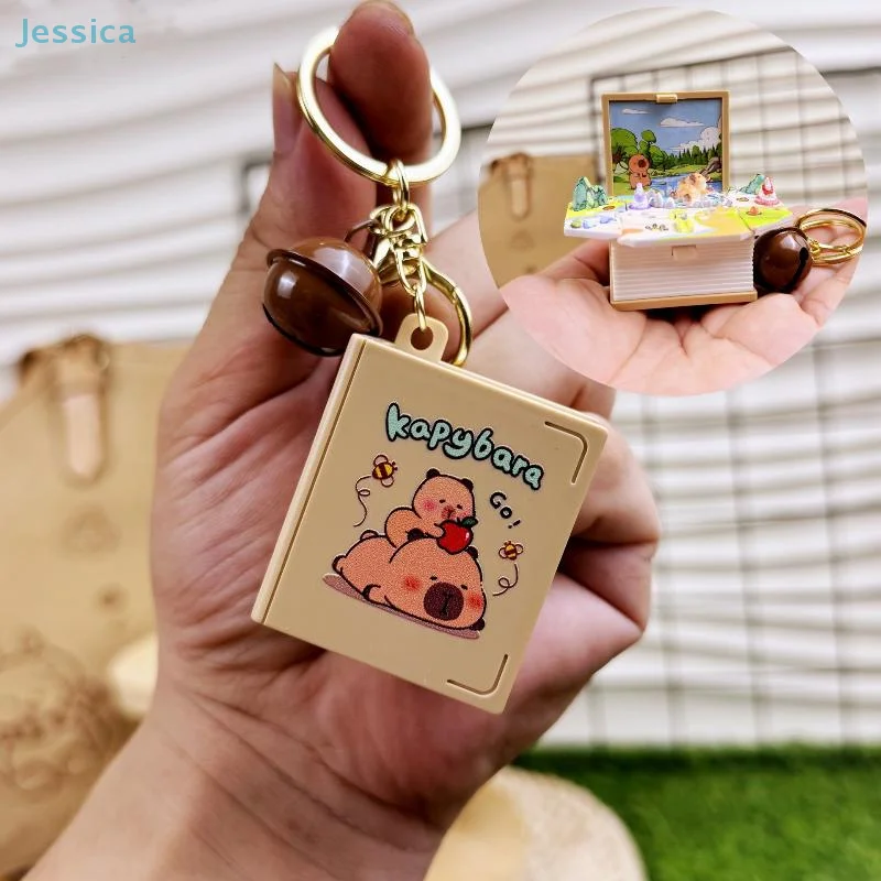 ♥ ثلاثية الأبعاد كابيبارا قابلة للطي حجم صغير أضعاف كتاب المفاتيح لعب الاطفال حقيبة قلادة #3