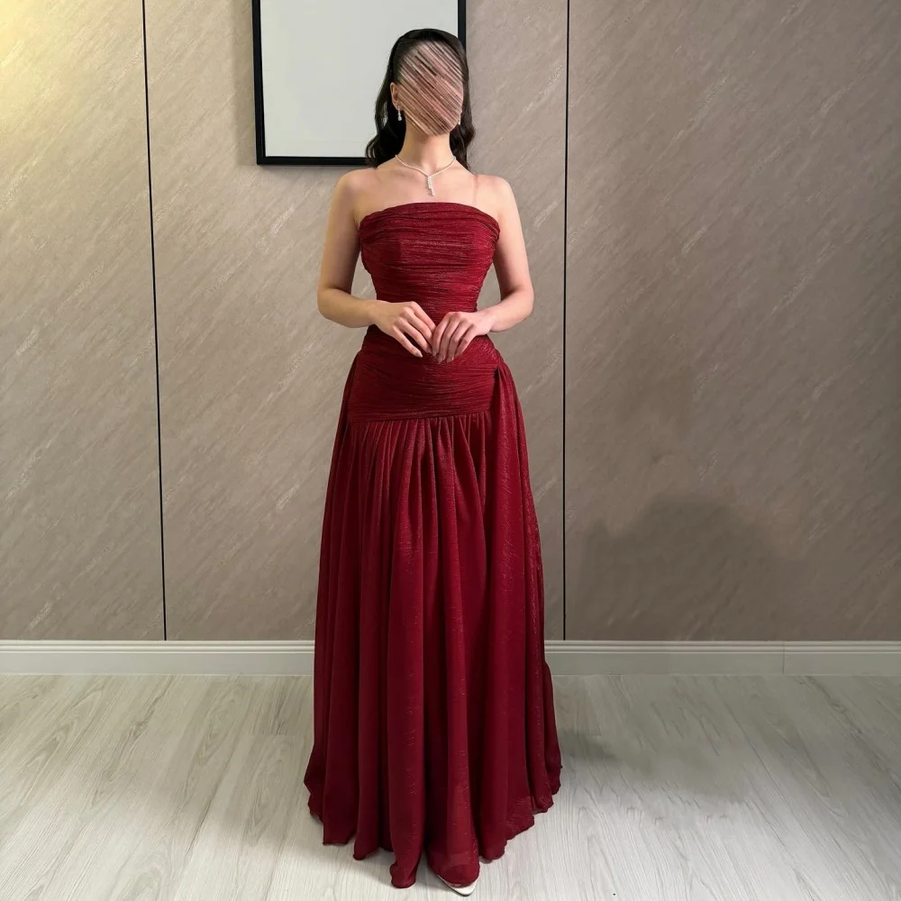 

Customized Ladies Grace Pleat sleeveless Evening Dress A-line Long Dresses Bespoke Occasion Elegant Prom Homecoming Party