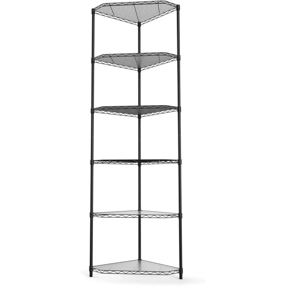 

6-Tier Heavy-Duty Metal Wire Shelving, 72H x 20L x 20D, Black, 600lbs Capacity Storage Rack for Home, Garage, Office Use