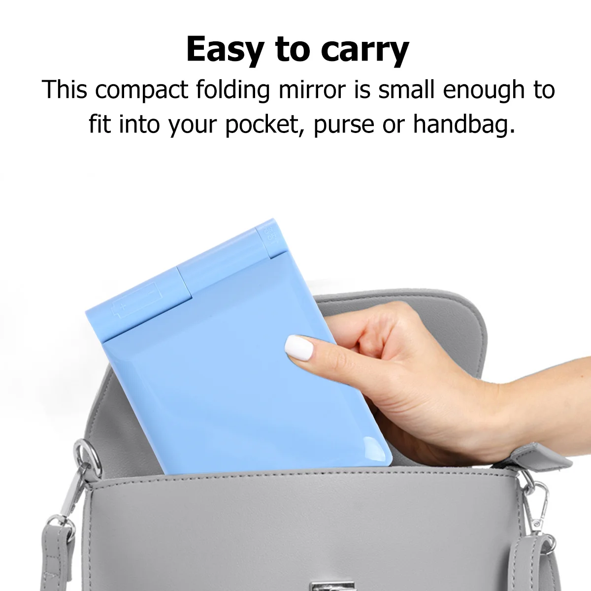 Opvouwbare LED-make-upspiegel Vierkant Dubbelzijdig Draagbaar Compact Kleine spiegel Helder oppervlak High Definition voor op reis