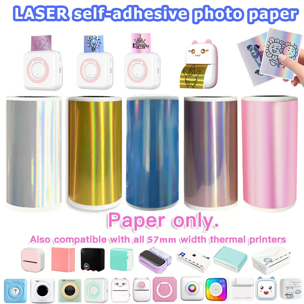

HD Holographic Laser Thermal Sticker Photo Notes suit for T02/M02/M03/M04 Peripage a6 Paperang