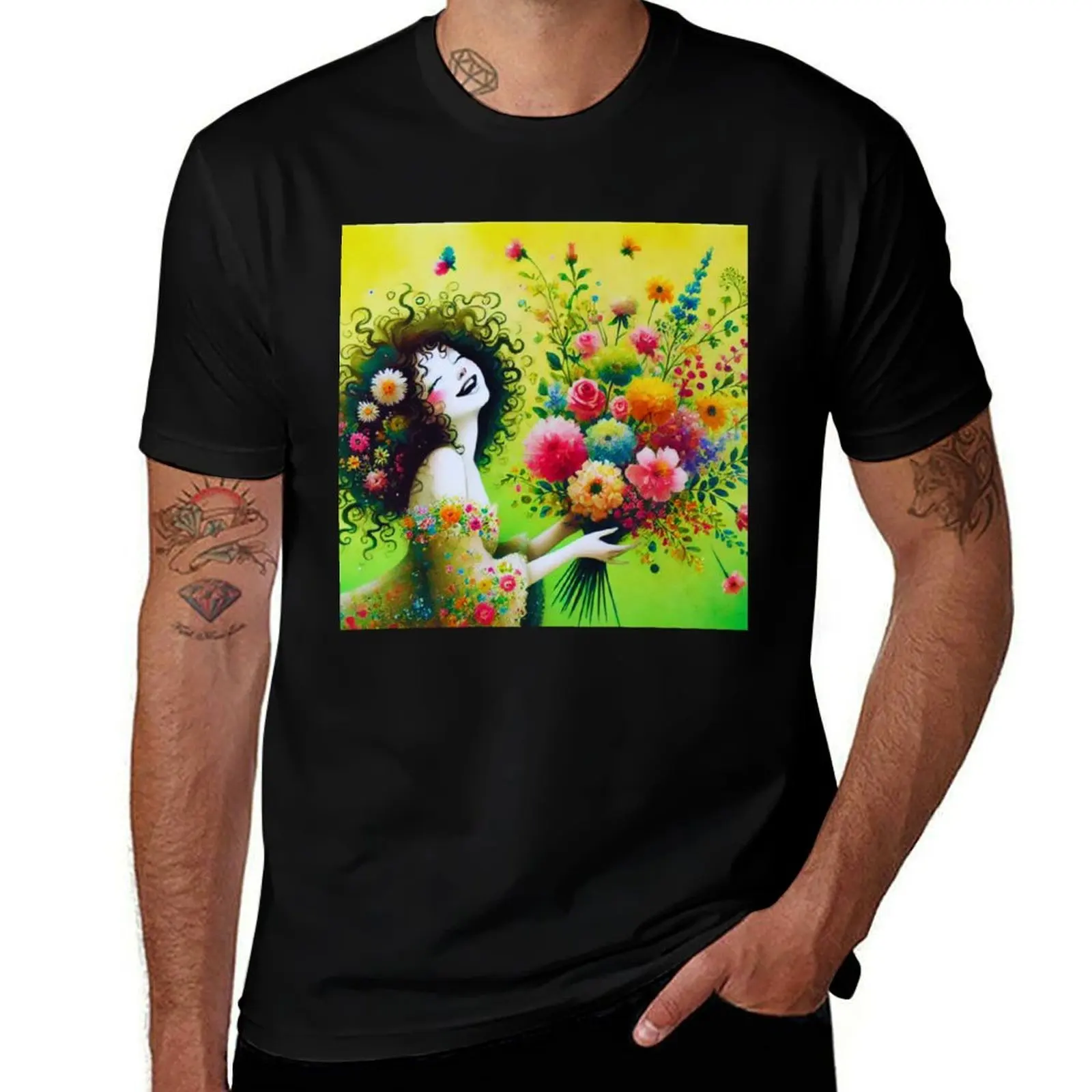 

Vibrant Floral Art , Joyful Bloom. T-Shirt anime figures designer shirts quick-drying men clothes