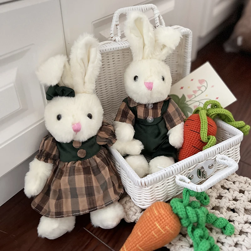 new Couple Little Rabbit Plush Toy Doll bunny with clothes Kid Doll Birthday Gifts kids Baby Accompany Toys Christmas gift