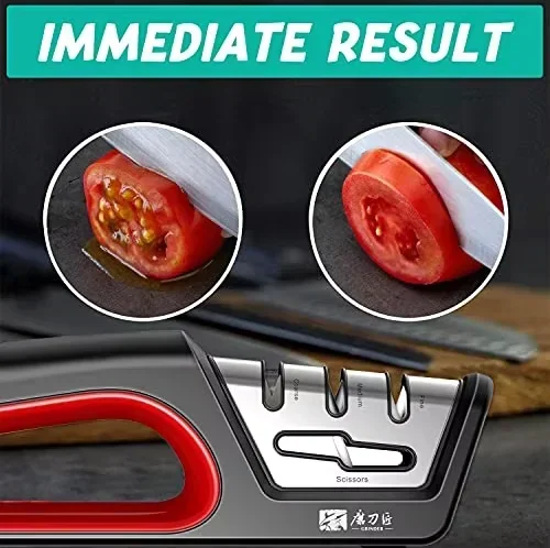 

4 in 1 Kitchen Knife Sharpener, Repair Serrated Sharpening Tool Diamond CeramicKnives and Scissors, Professional