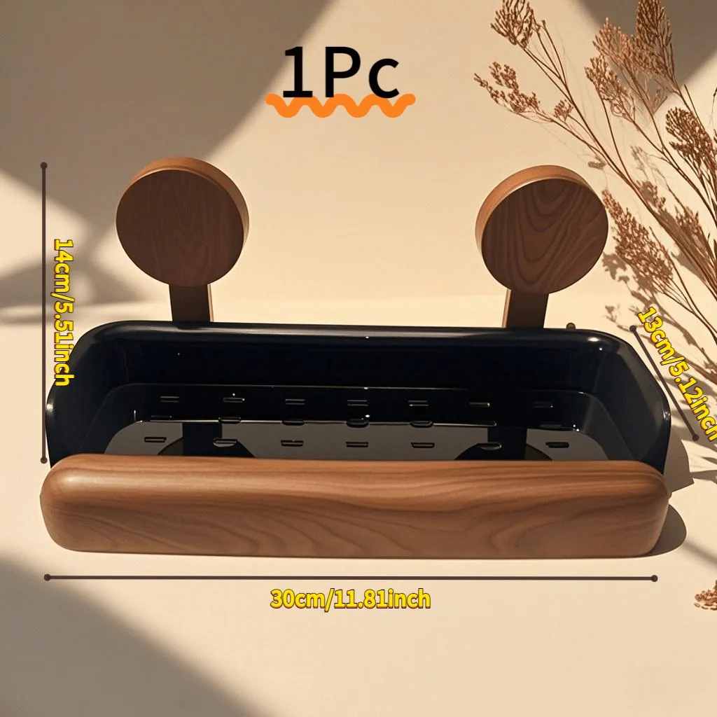 

1 piece of retro wooden suction cup hanging bracket - suitable for bathroom wall waterproofing without punching holes