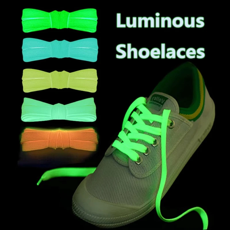 

1/2Pairs Fluorescent Shoelace Luminous Shoelaces Flat Sneakers Canvas Shoe Laces Glow In The Dark Night Color