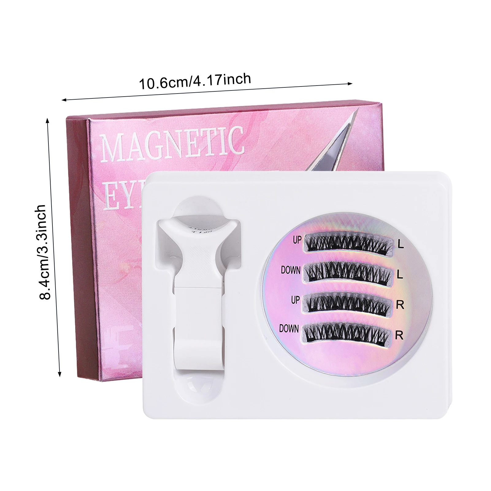 Kit de pestañas magnéticas esponjosas DIY, reutilizable, sin removedor, rizador, volumen, grupos de pestañas con aplicador para maquillaje de belleza de ojos