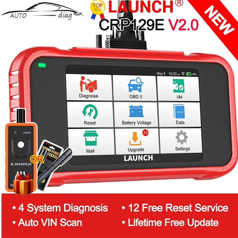 

LAUNCH X431 CRP129E V2.0 CRP129E Plus OBD2 сканер ABS/SRS/TCM/ENG диагностические инструменты масло/EPB/TPMS/SAS срок службы обновления