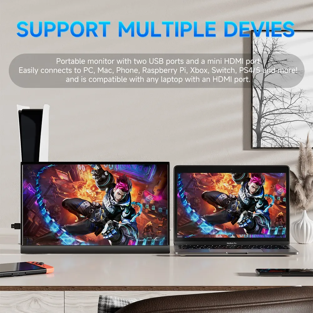 MUCAl 15.6 inch Portable Monitor FHD 1920*1080 Travel Gaming 15.6" Display Screen for Laptop Phone Switch ps4 ps5 XboX MacBook image 6