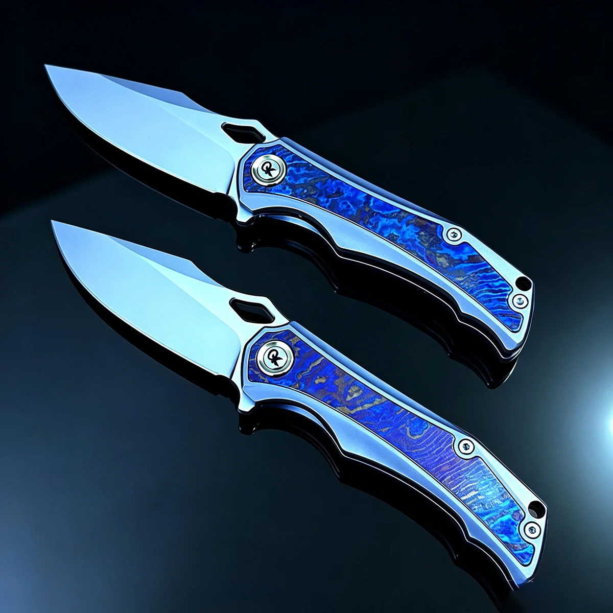 Folding Knife Austrian M390 Powder Steel Hand Brushed Nano Ceramic Finish Timascus TC4 Handle Ceramic Bearing Outdoor Pocket EDC