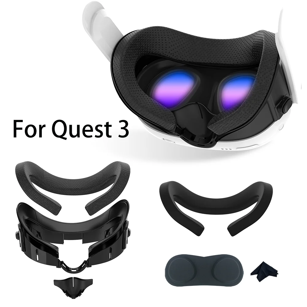 Juste de masque facial en cuir PU pour Meta Quest 3, kit de confort VR, coussin en tissu de glace durable, interface qualifiée ale améliorée