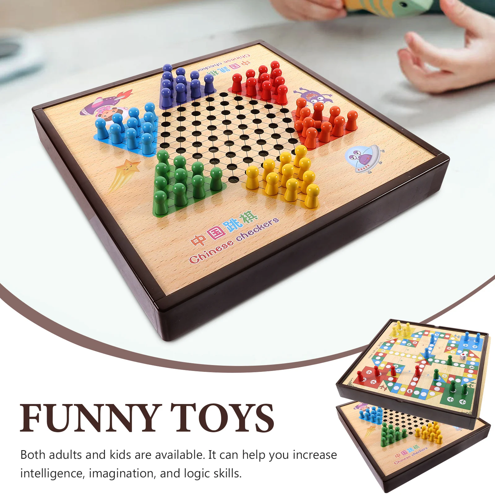 Portable Wooden Chess Games For Kids Board Game Educational Toy Desk Playthings Flying Checkers Multi Function Chess Toys