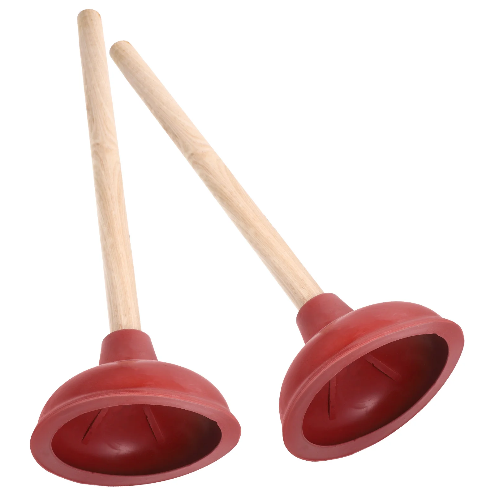 2pcs Toilet Plunger Suction Stick For Bathroom Kitchen Sewer Cleaning Accessory Rubber Clogging Solver Wooden Handle