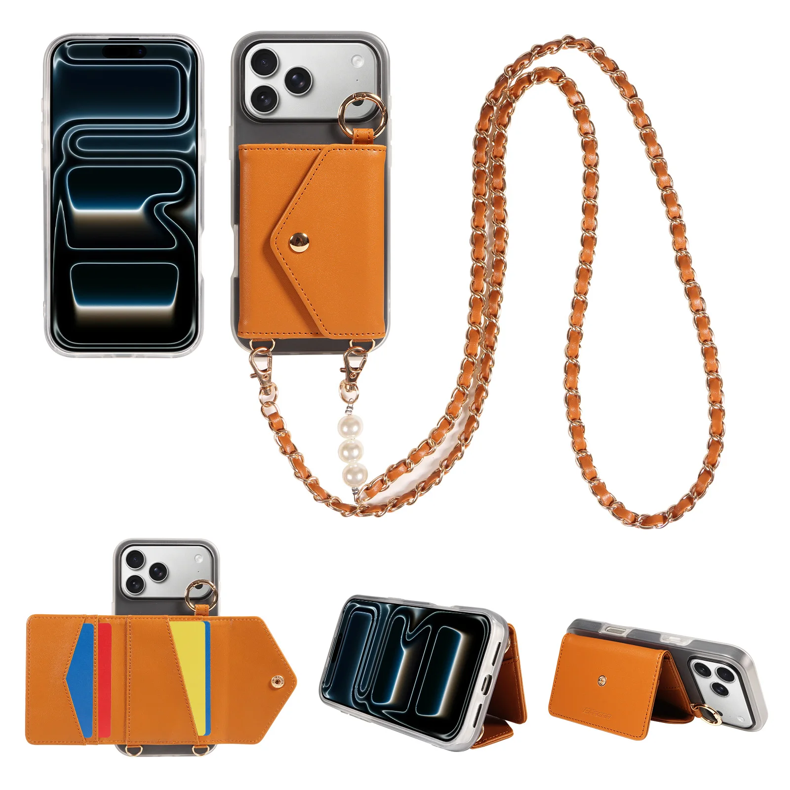 PU Leather Phone Case for Samsung Galaxy A12 A13 A14 A15 A16 A17 A23 A24 A25 with Card Slot & Ring Crossbody Fashion Phone Cover