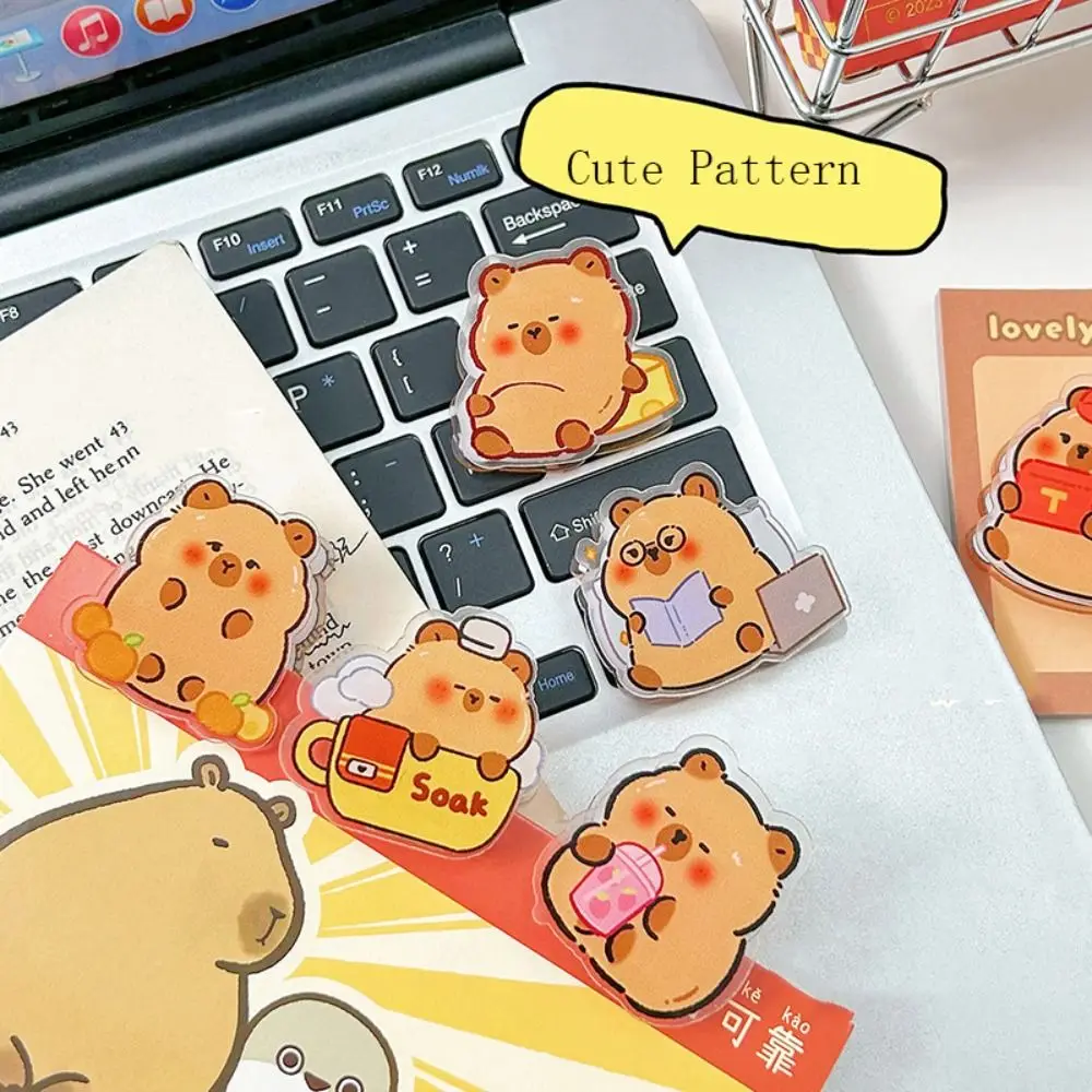 Capybara Capybara PP Clip Decorative Paperclip Cartoon Memo Clip Bookmark Cartoon Acrylic Paper Clip Photo Clamp