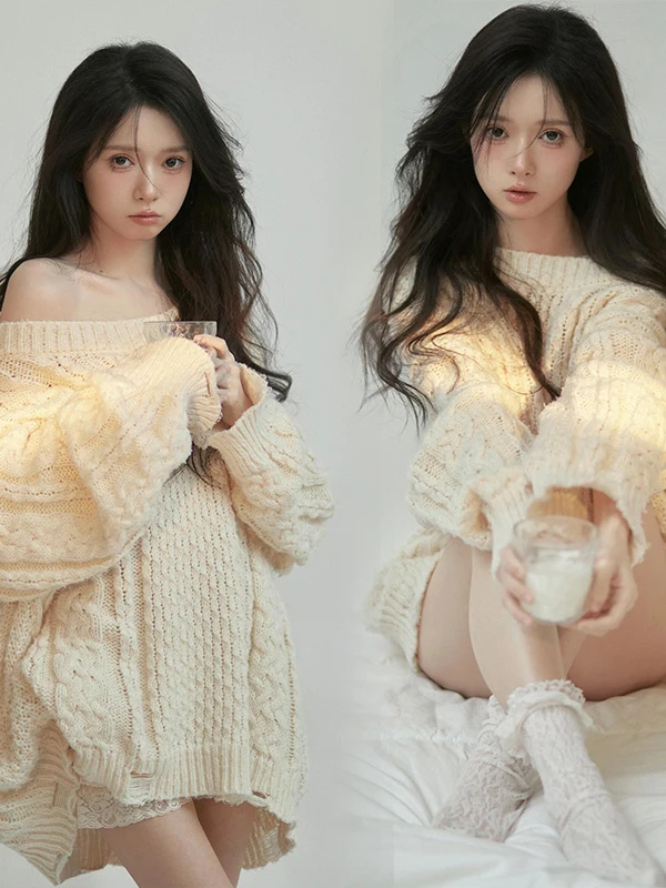 

Retro Style Knitted Set Women's Waist-Cinching Slimming Art Photo Studio Costume New Arrival Autumn 2025 Stage Costume