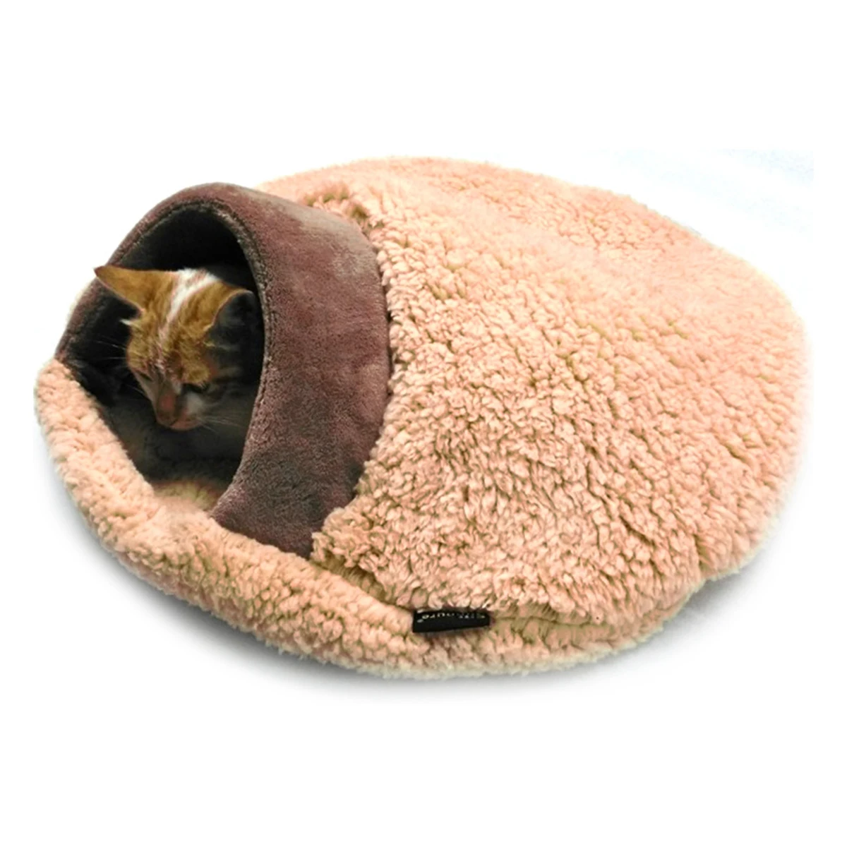 

Hamburger Shaped Pet Nest Cat Bed Kitten Cave Cat Sleeping Bag Pet Supplies Warm Cozy Nest For Cats Dogs 60X50X16Cm Brown
