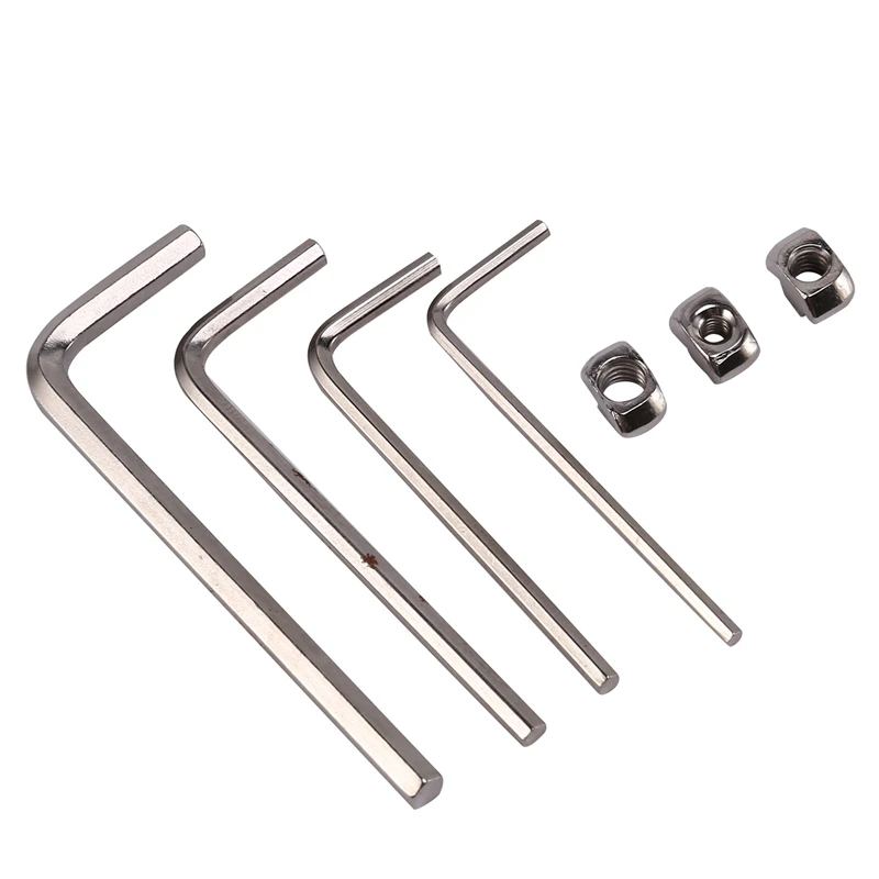 180Pcs T-Slot Nut Nickel Coated M3 M4 M5 For Aluminum Profile European Standard (With Wrench)