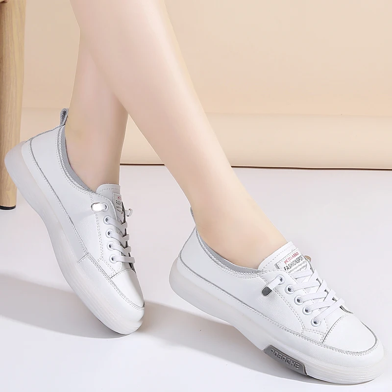 Lace Up Microfiber Flat women shoes Woven Collar Low Cut Women Sneaker Shoes Lightweight Slip-resistance Shoes For Women