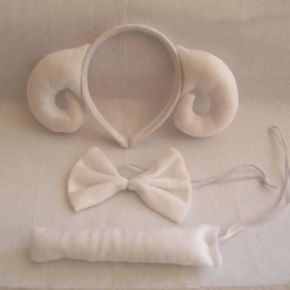 

Ears Headband Tail Costume Set Costume Accessories Plush Costume Set for Kids Ears Headband Tail Bow Tie Halloween for Toddlers