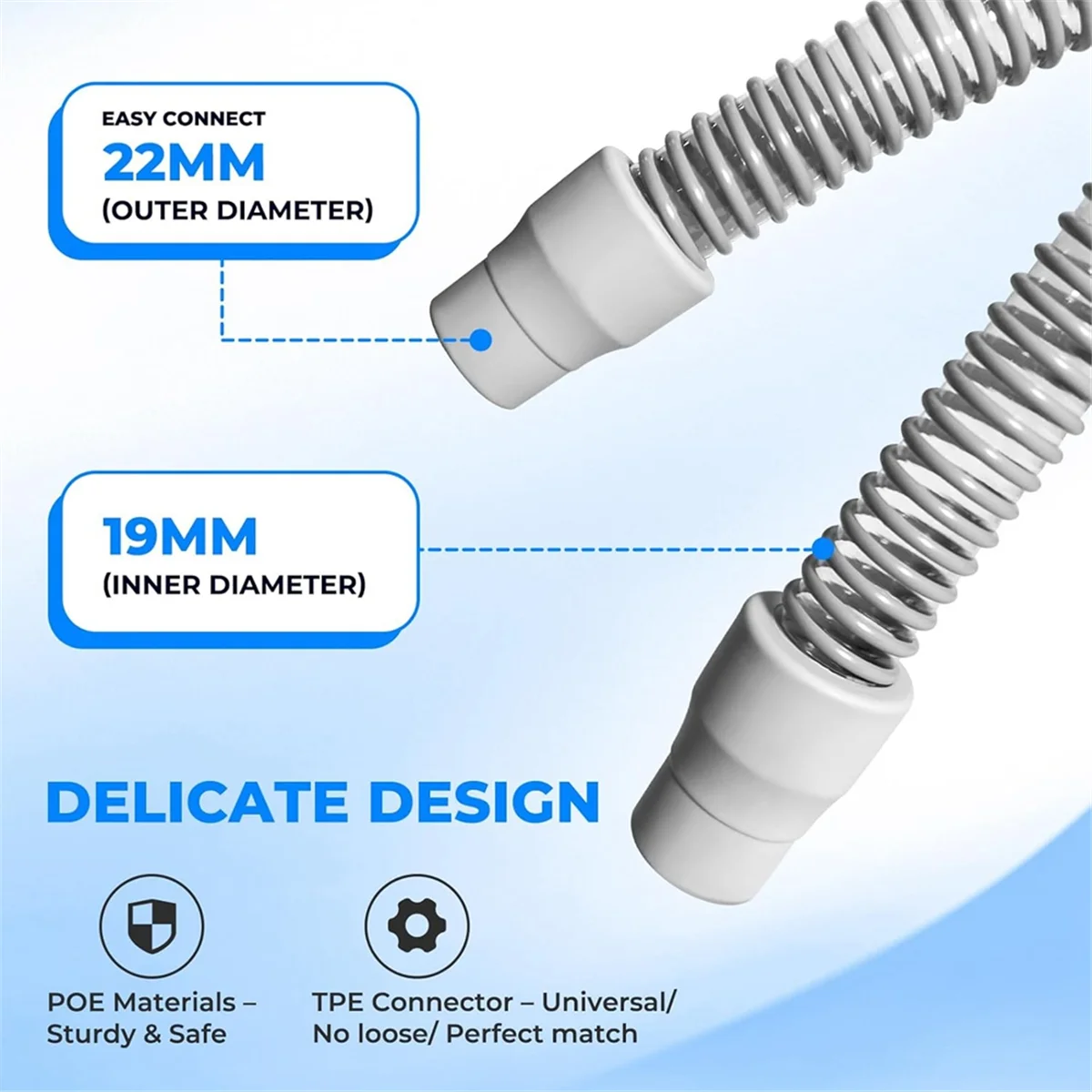 QA88X Lot de 2 tubes universels de remplacement pour fournitures CPAP, tuyaux de 6 pieds pour Philips Respironics, Resmed Airsense