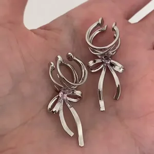 Brincos de punho de ouvido borboleta rosa para mulheres e meninas, bowknot, sem clipes perfurantes, piercing falso, joia com clip de balé, moda 12 principais vendas fake piercing orelha - №11