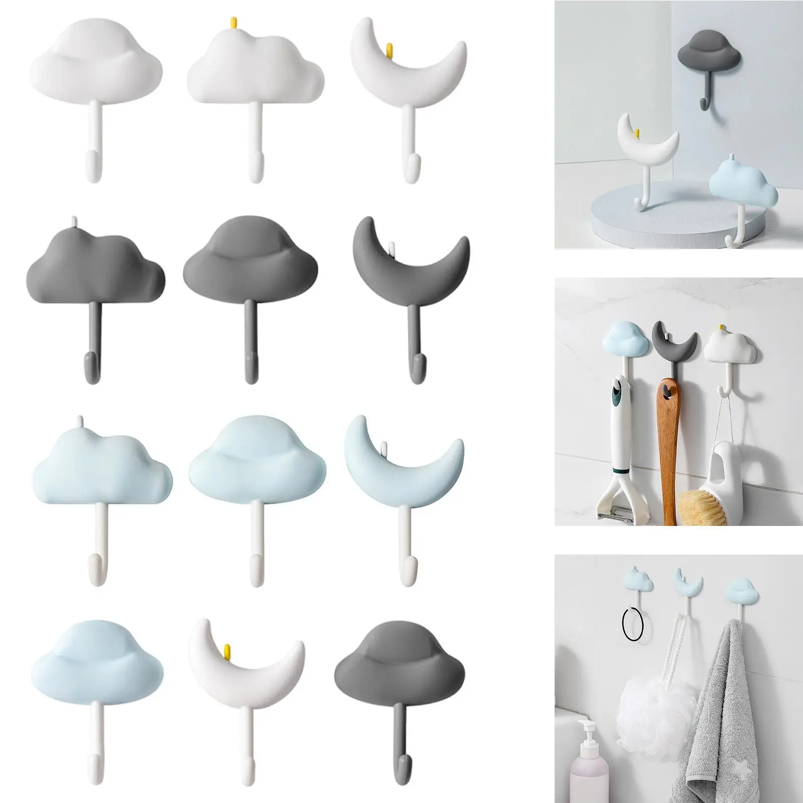 3 Pieces Wall Hooks Practical Coat Hooks Wall Mounted for Hanging Cap Towel