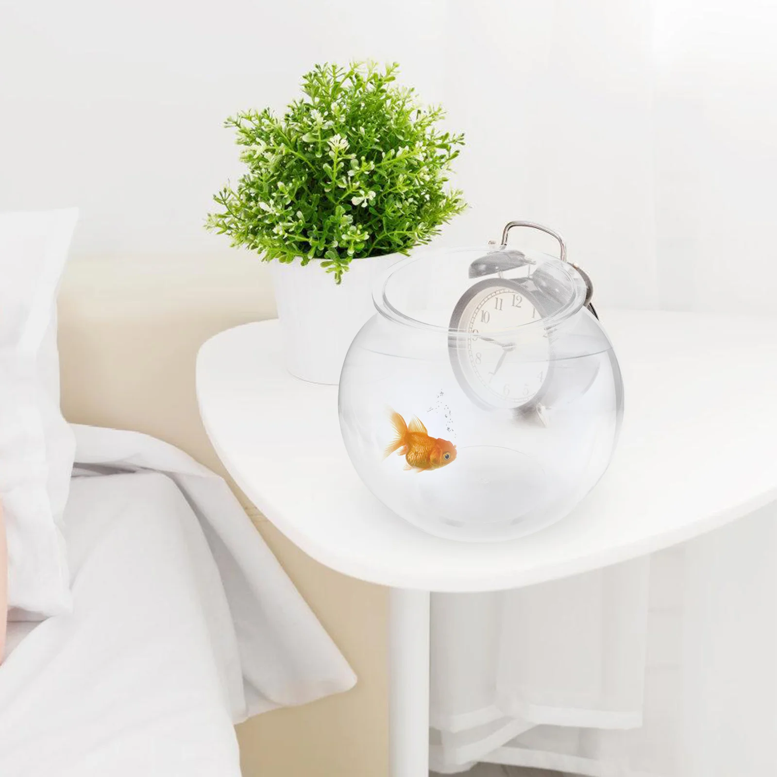 

Small Transparent Plastic Fish Tank Desktop Aquarium Goldfish Bowl Clear Fish Breeding Box for Home Office Decoration
