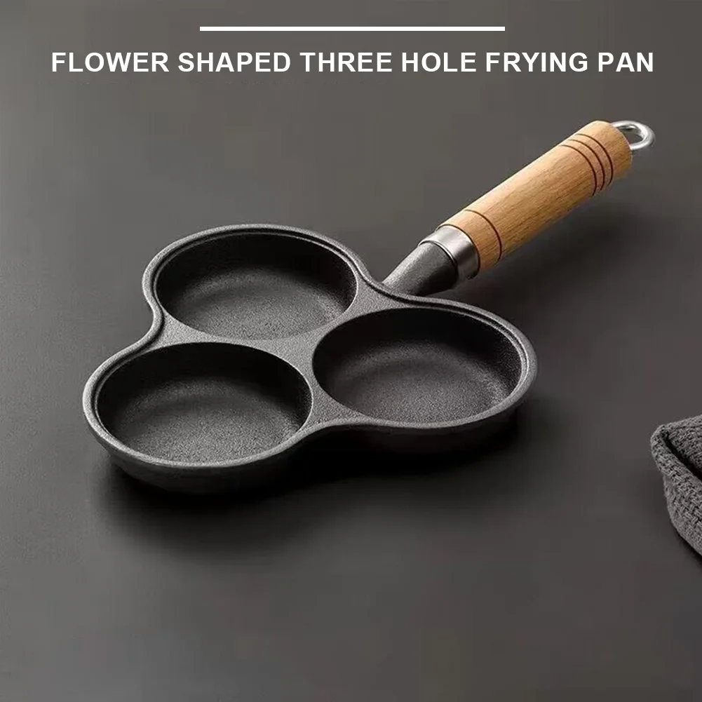 

3 Hole Breakfast Grill Cooking Pot Cast Iron Omelet Pan Non-Stick Egg Pancake Steak Pan Egg Frying Pan Pancake Pan