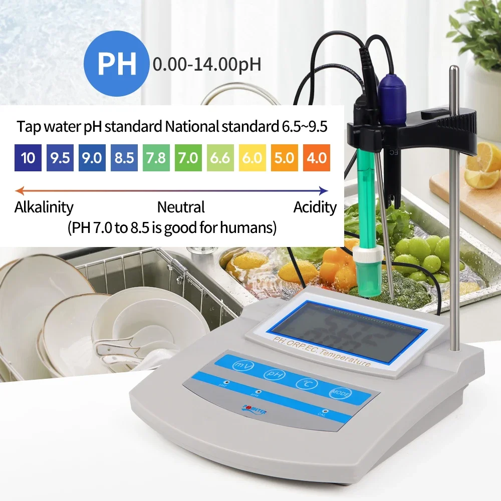 6 in 1 벤치탑 PH/EC/CF/OR/TDS/온도 디지털 PH 미터 테스터 다기능 수질 검사기