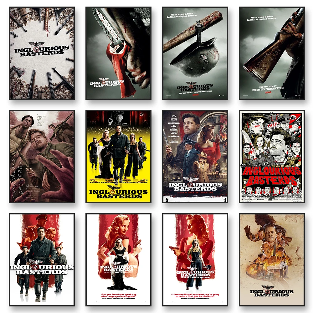 Póster de película clásica Inglourious Basterds 2009, impresión artística en lienzo para pared, pintura decorativa para el hogar, decoración para sala de estar, regalo