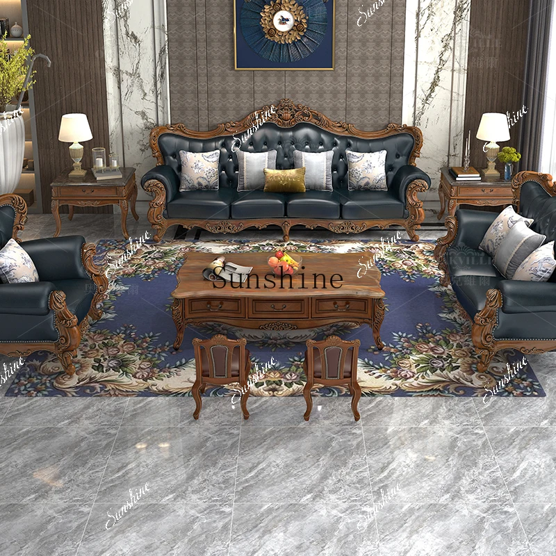 

Marble American New Luxury Villa Elm Tea Table Simple and Modern FT