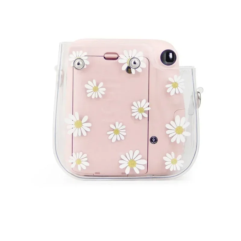 Transparent Dried Flowers Daisies PVC Camera Case For Fujifilm Instax Mini 12/11/9/8/40 Bag Cover Pouch Protector