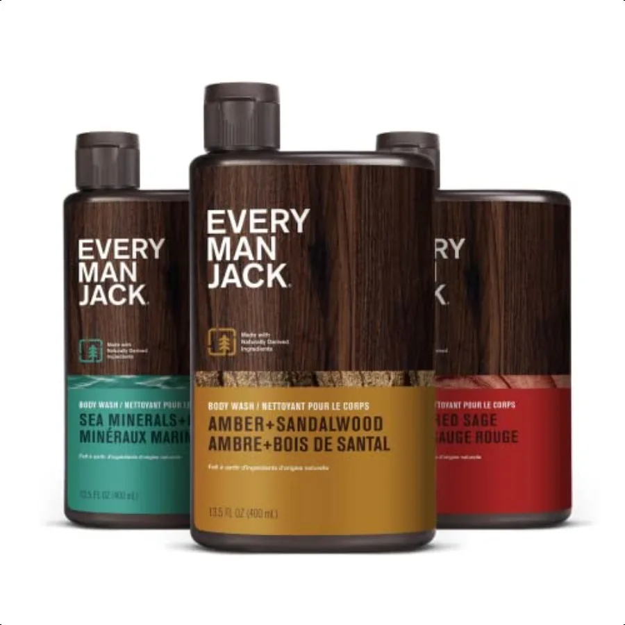 

Men's Body Wash Variety Pack Includes 3 Body Washes with Natural Ingredients Incredible Scents Amber + Sandalwood Cedar + Red S