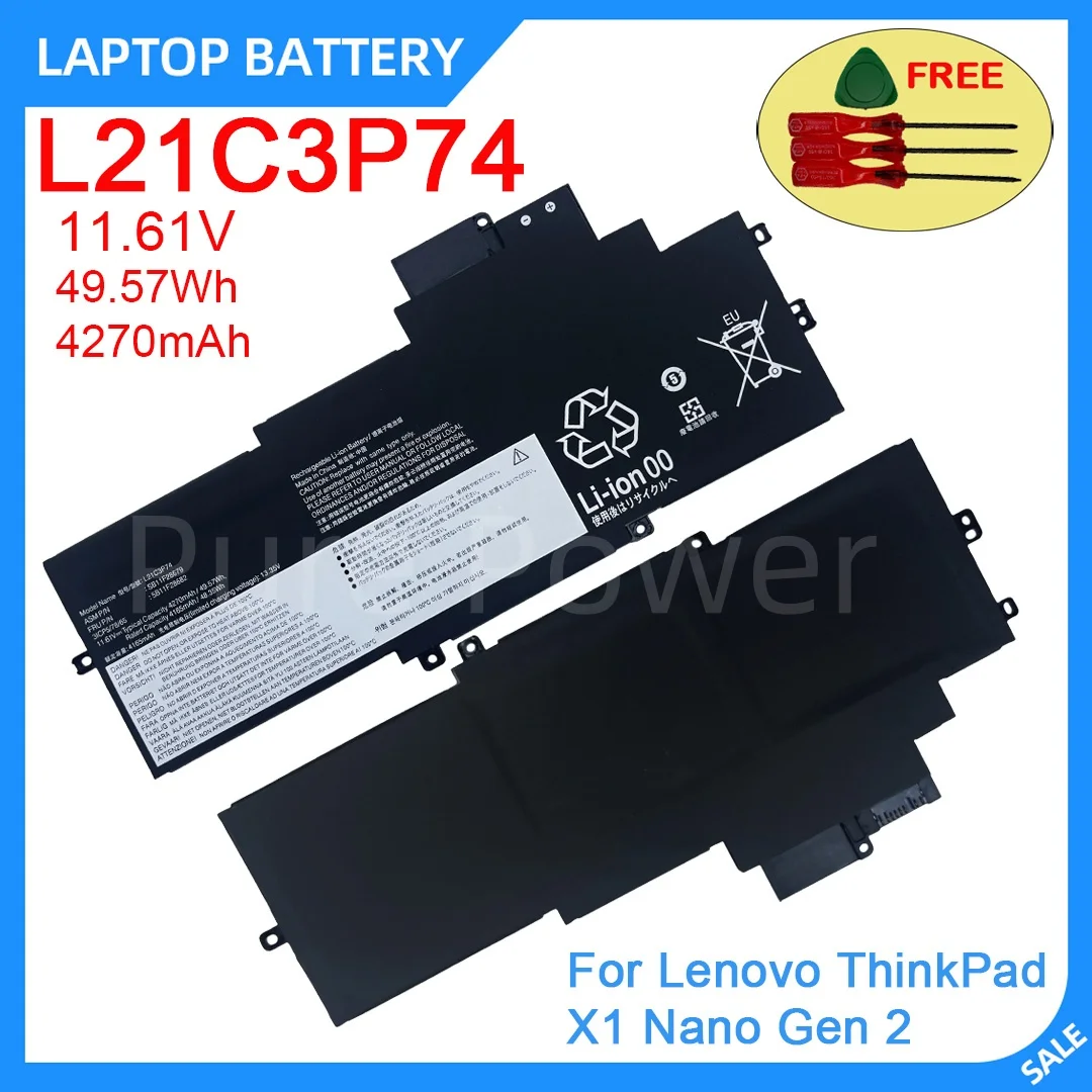 

Новый аккумулятор для ноутбука L21C3P74 11.61V 49.57WH 4270mAh высокого качества для Lenovo ThinkPad X1 Nano Gen 2