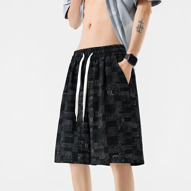 

Oversized M-8XL Loose Men's Casual Shorts 2026 Summer Outdoor Knee-Length Pants Youth Streetwear Drawstring Waist Jogger Trouser