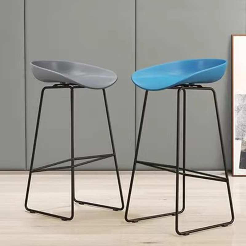 

High Reception Pub Stools Home Morden Bar Cafe Individual Nordic Metal Stools For Kitchen Bar Plastic Stuhl Garden Furniture WZ