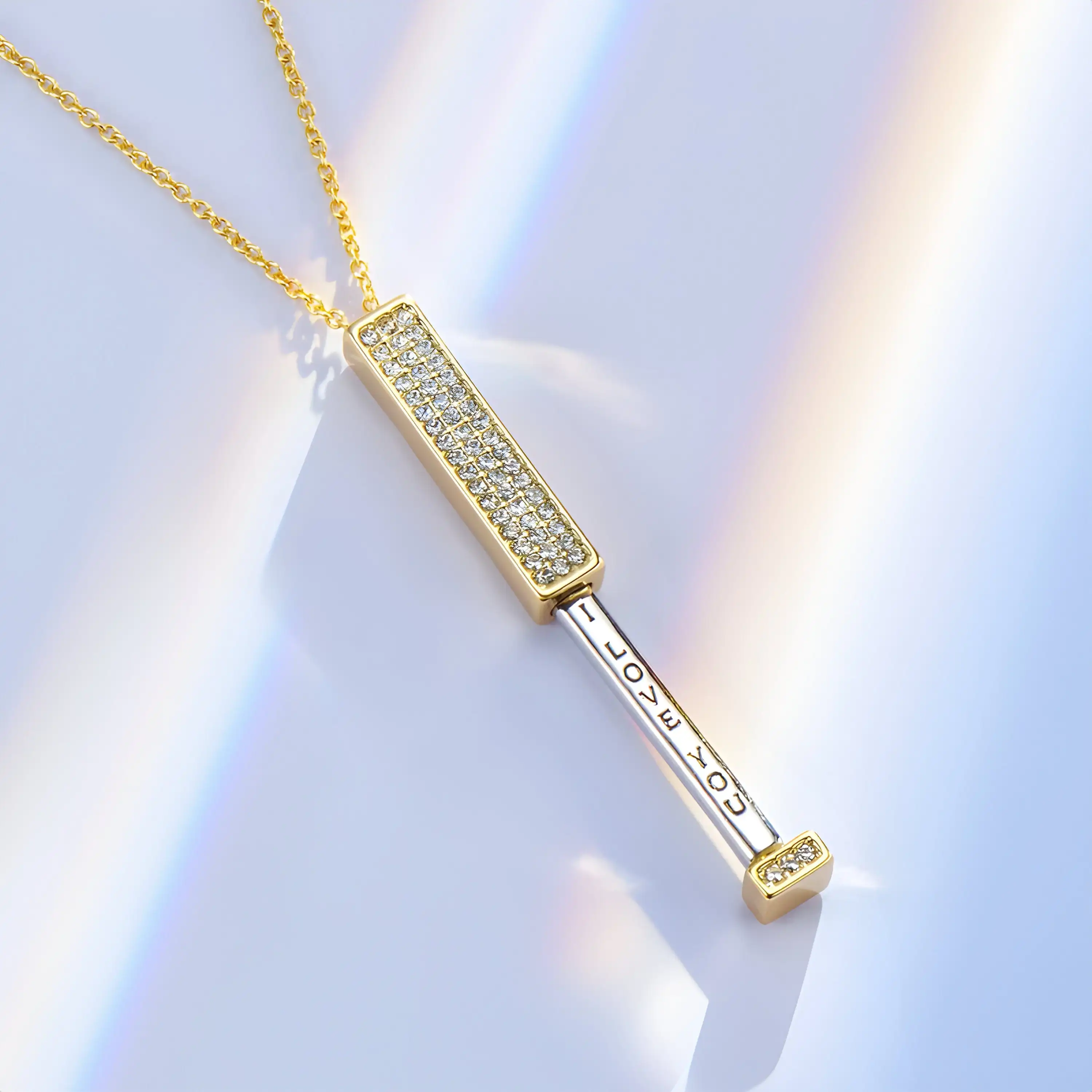 Custom Name Hidden Pendants For Women Personalized Stainless Steel Bar With Zircon Necklace Engraved Lover Valentines Gifts